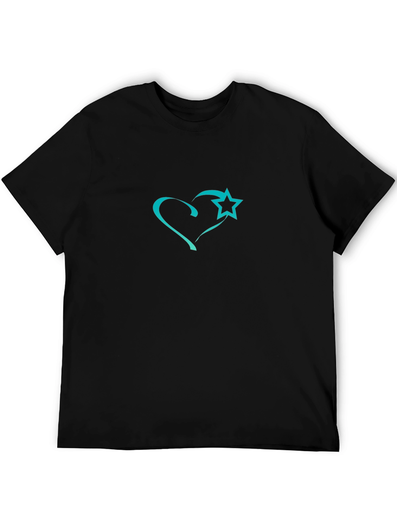Heart and Star Graphic Black T-Shirt