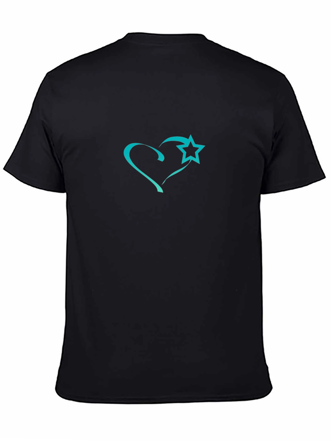 Heart and Star Graphic Black T-Shirt