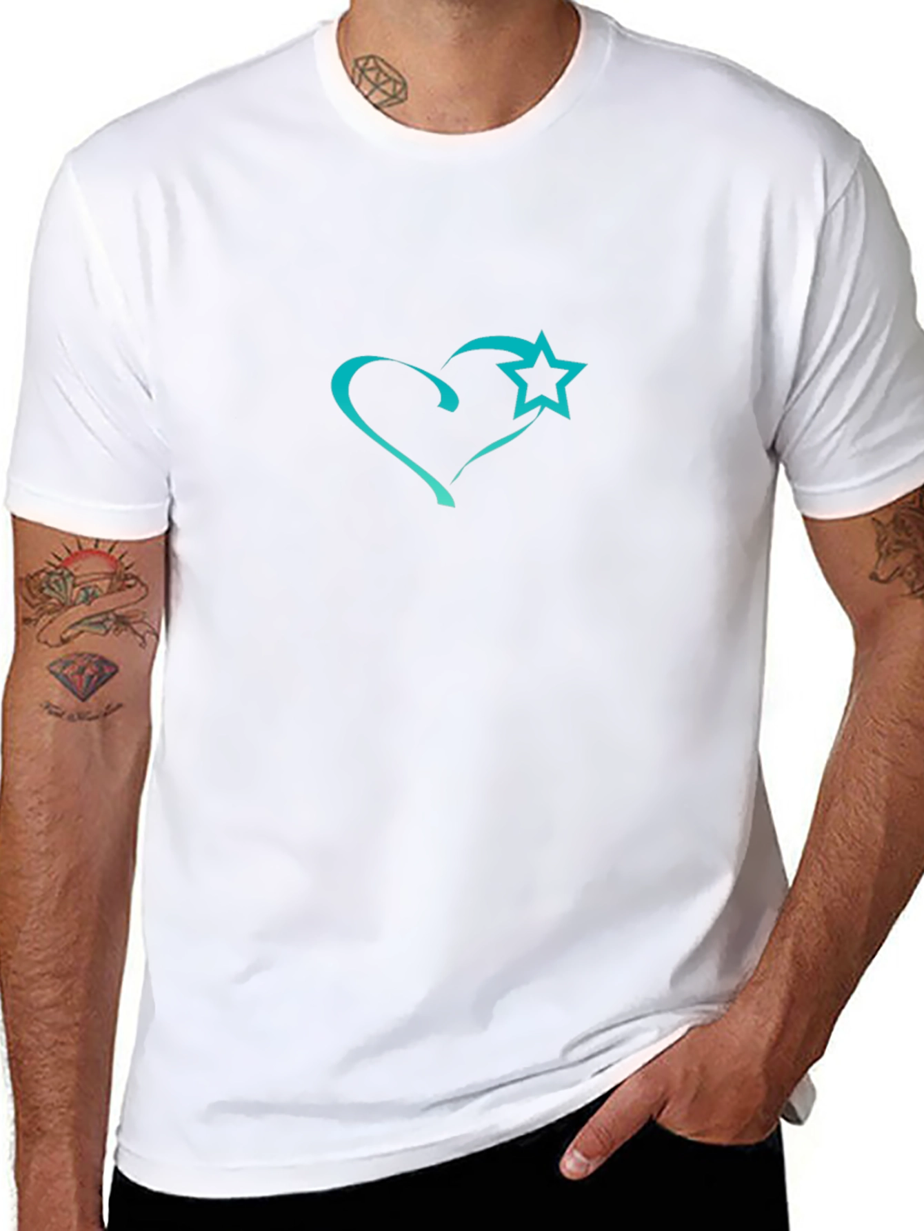 Heart and Star Graphic Black T-Shirt
