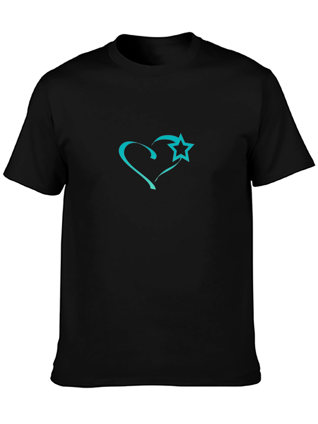 Heart and Star Graphic Black T-Shirt