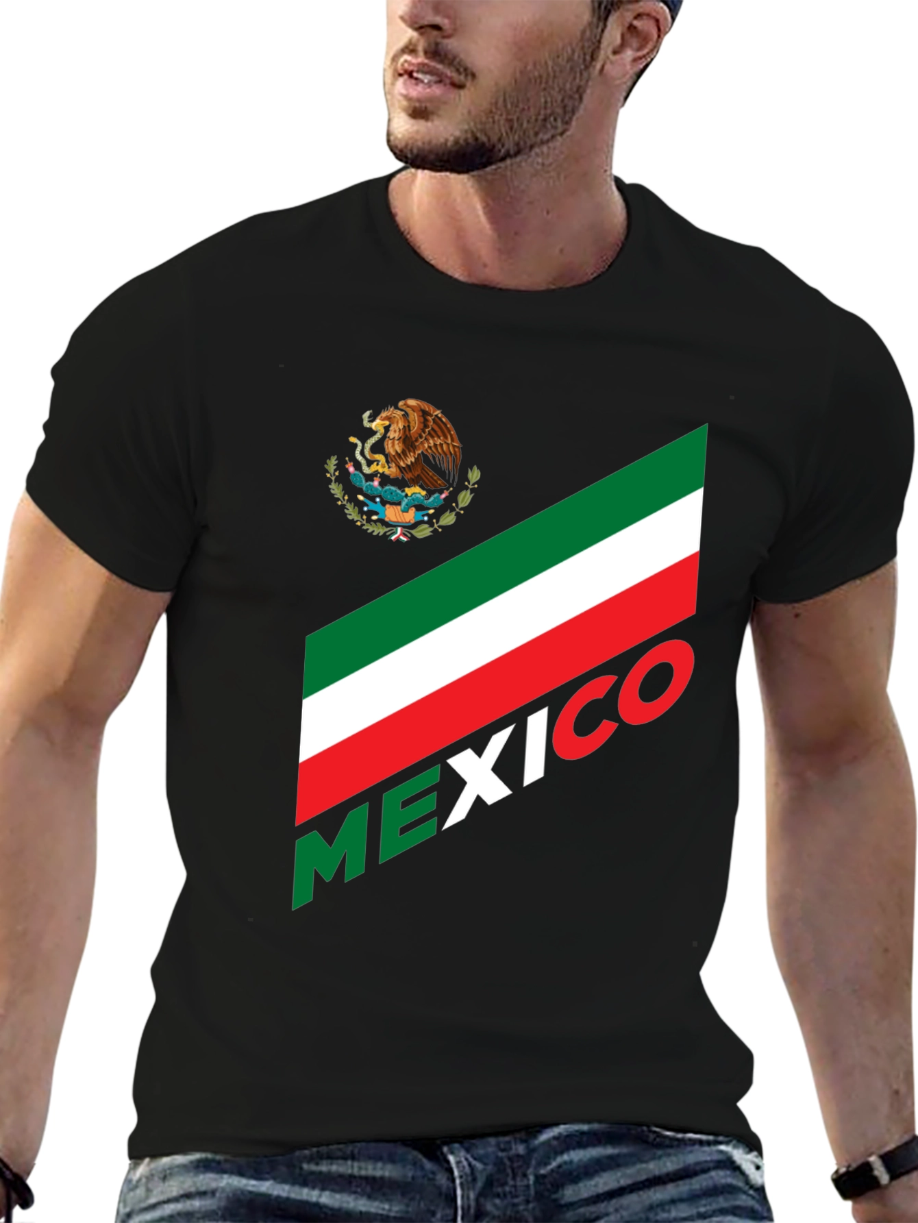 Mexico Flag T-Shirt - Black Graphic Tee