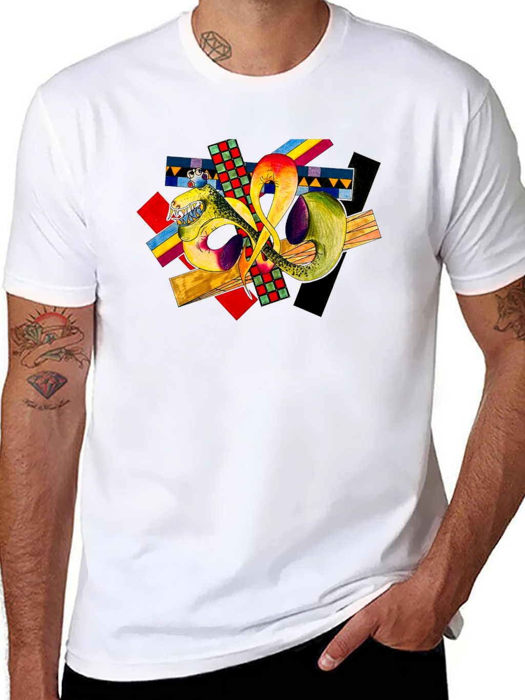 Abstract Art Graphic T-Shirt - Black