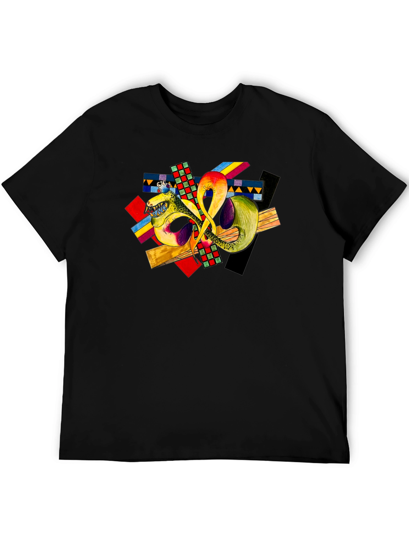 Abstract Art Graphic T-Shirt - Black