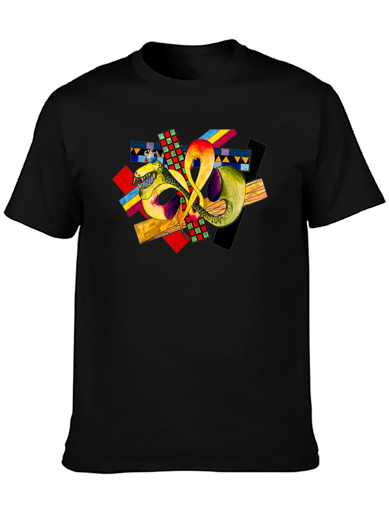 Abstract Art Graphic T-Shirt - Black