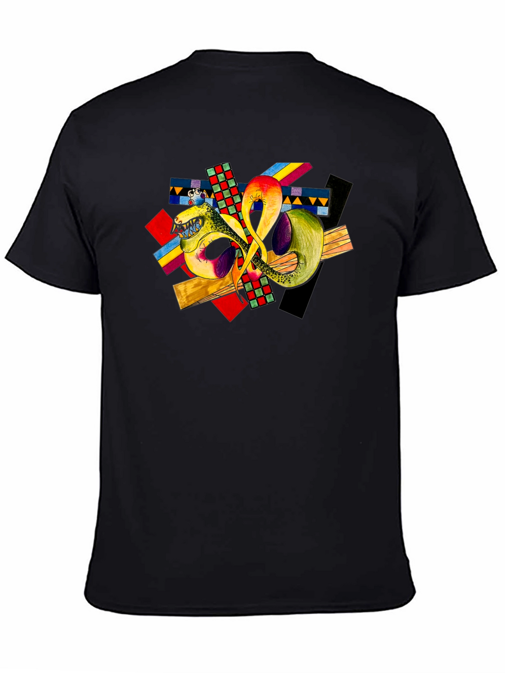 Abstract Art Graphic T-Shirt - Black