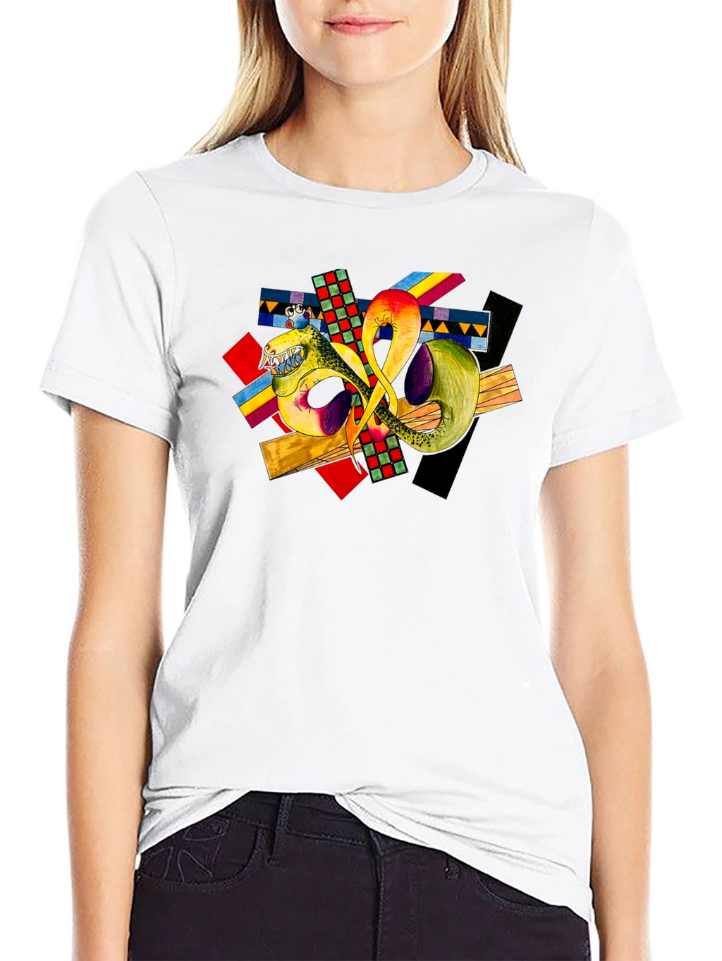 Abstract Art Graphic T-Shirt - Black