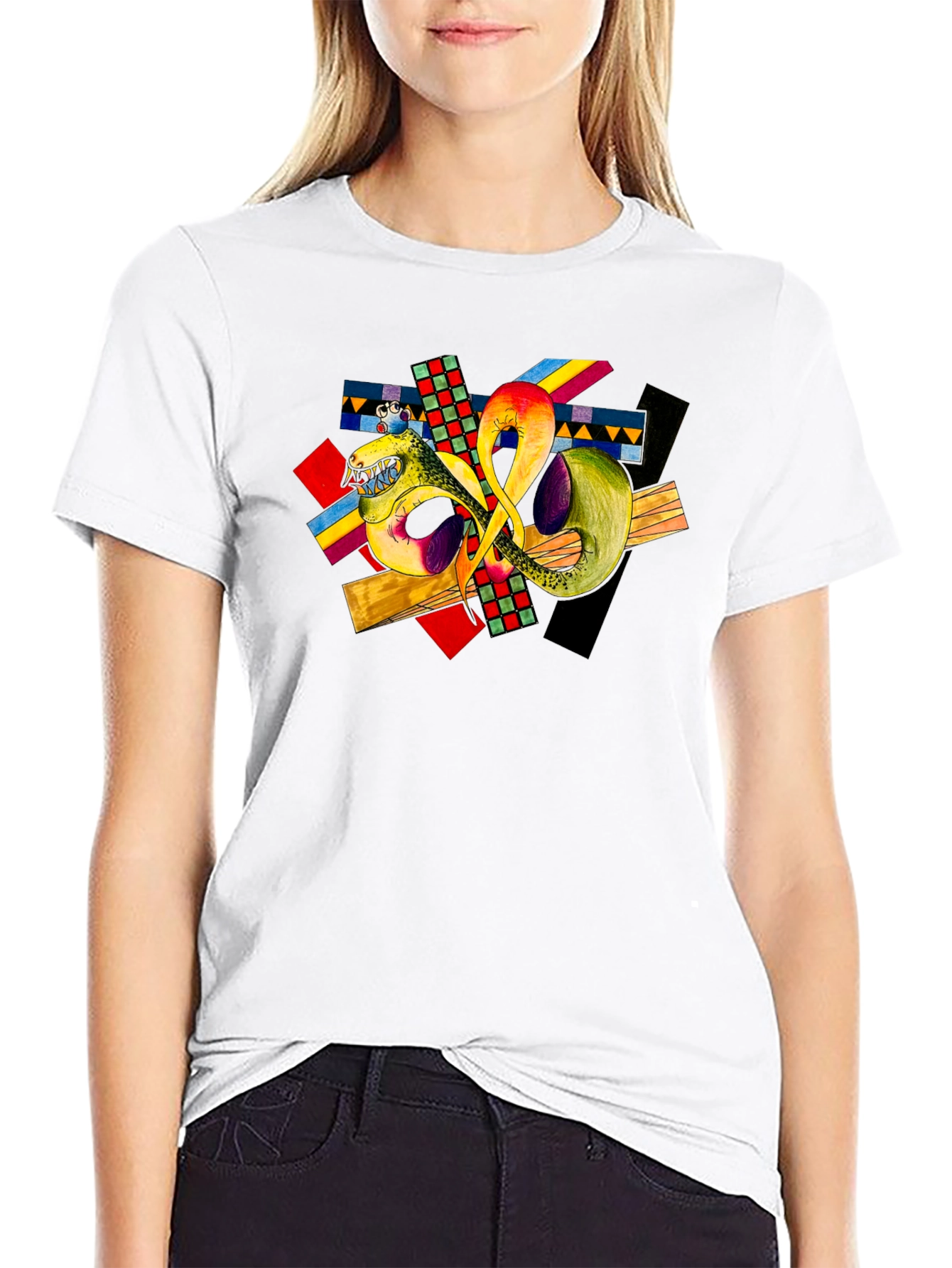 Abstract Art Graphic T-Shirt - Black