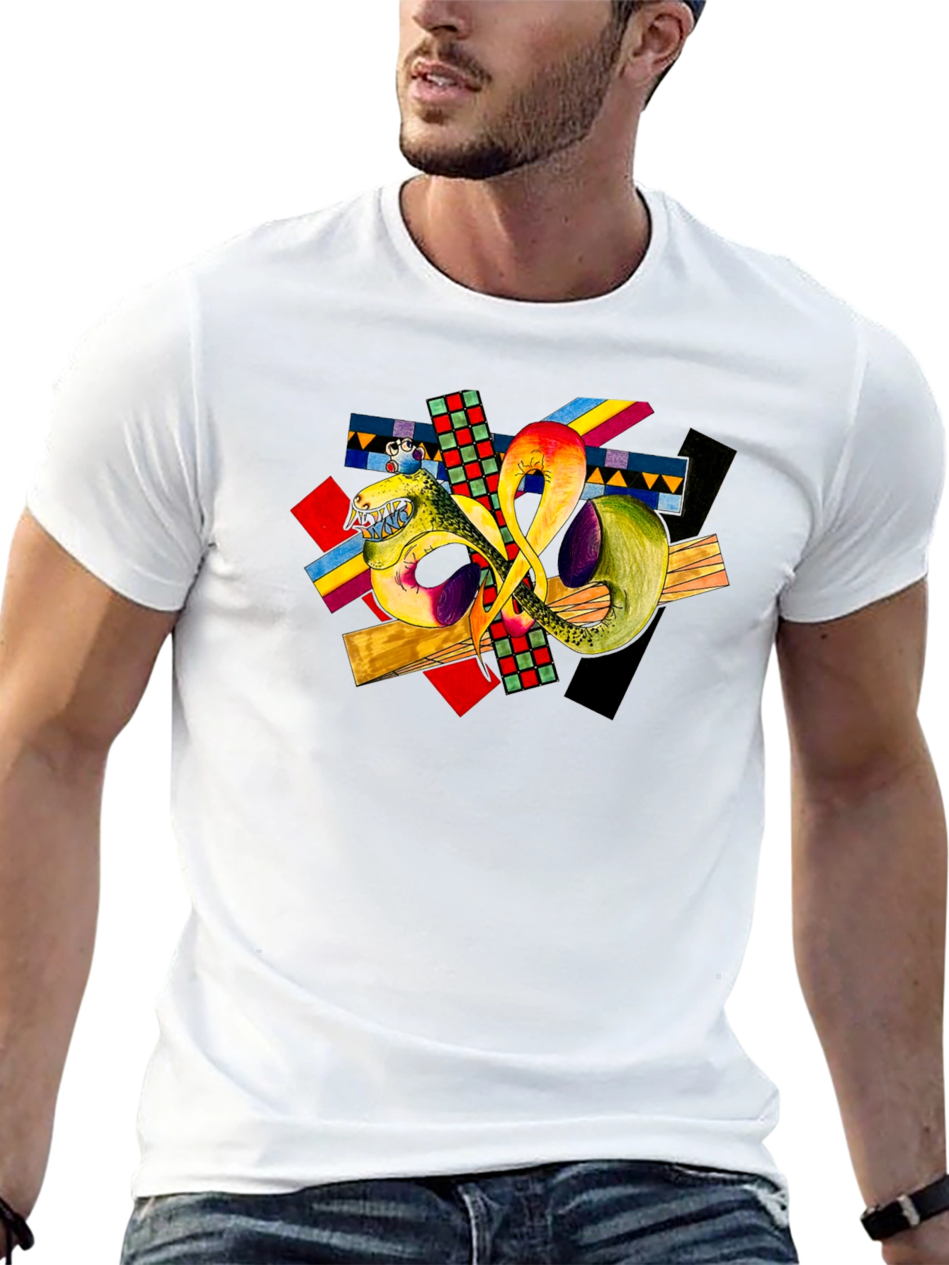 Abstract Art Graphic T-Shirt - Black