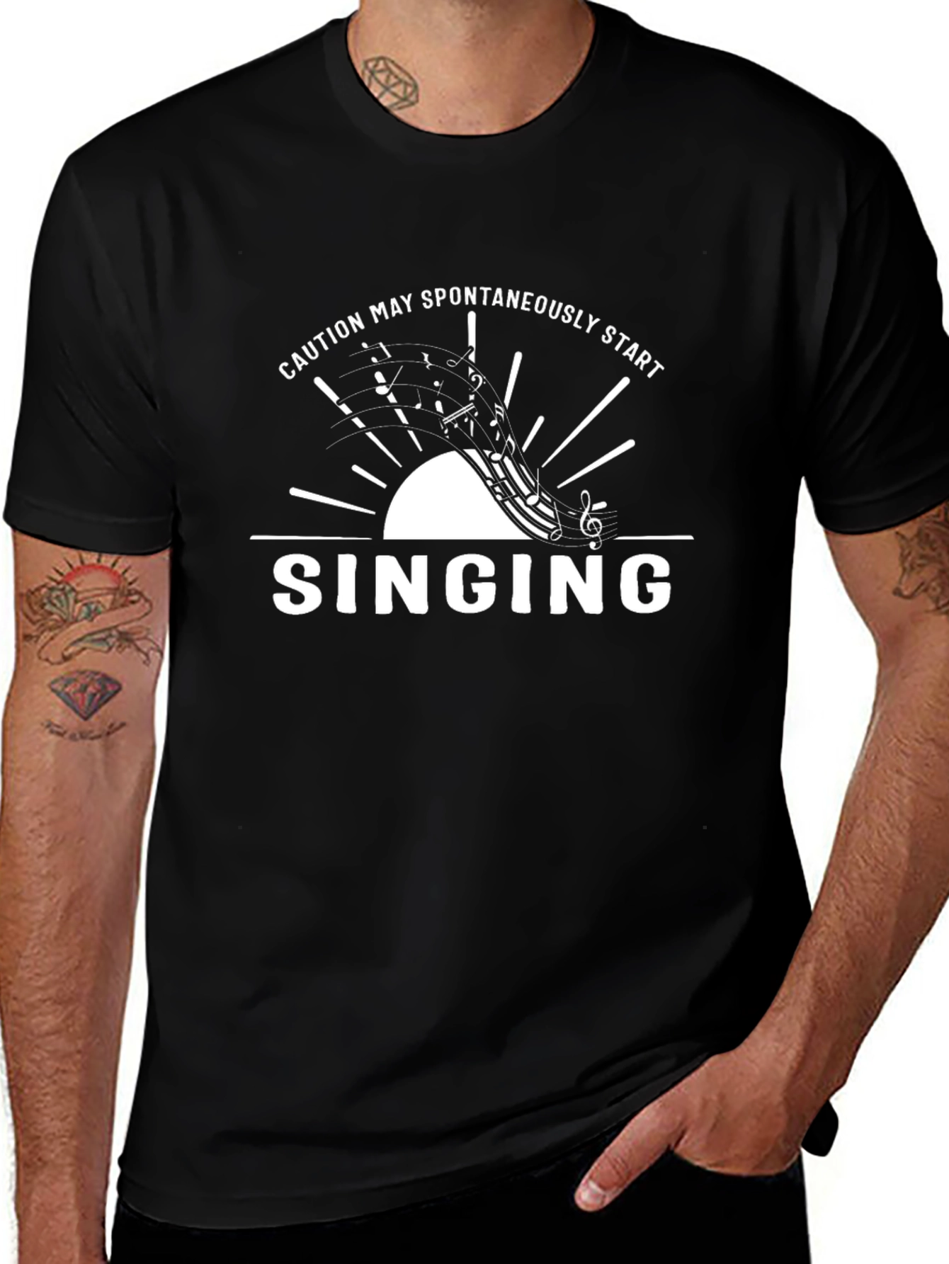 Caution May Spontaneously Start Singing Black T-Shirt