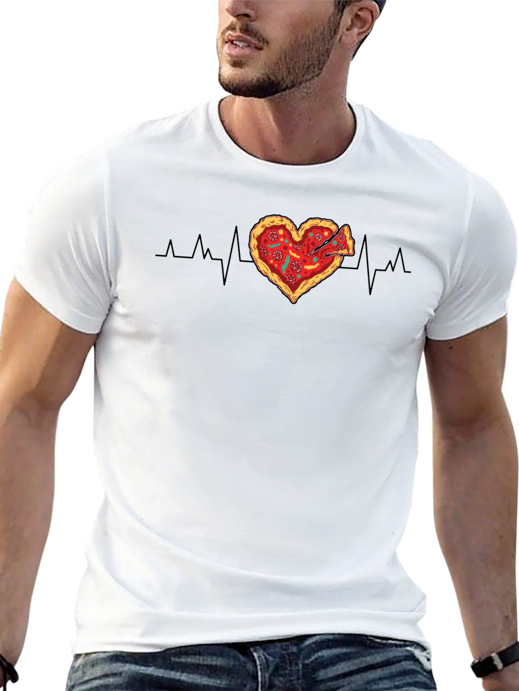 Pizza Heartbeat Graphic Tee - Food Lovers T-Shirt
