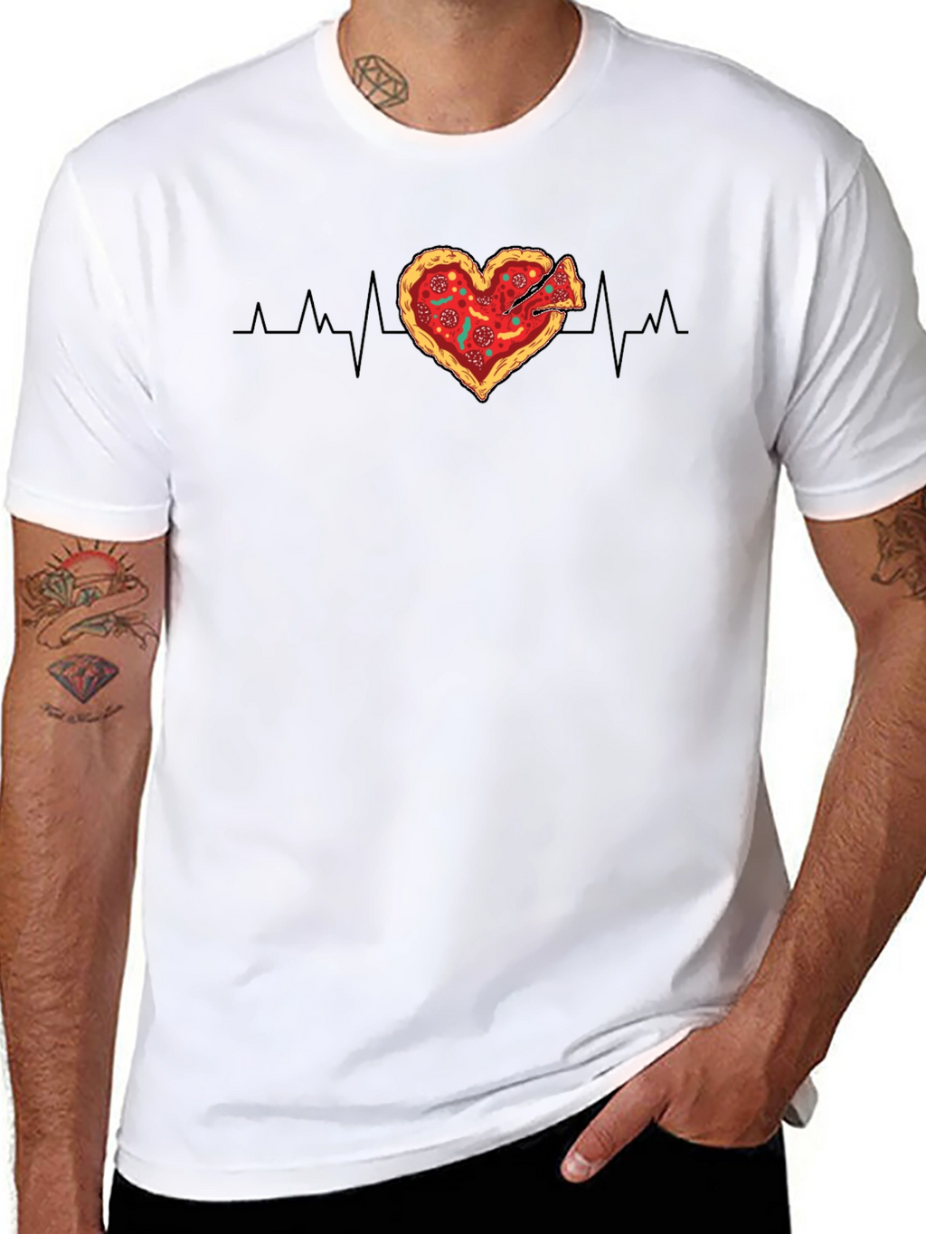 Pizza Heartbeat Graphic Tee - Food Lovers T-Shirt