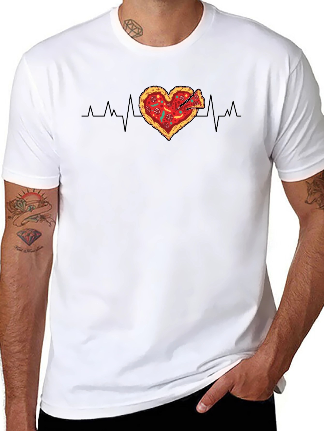 Pizza Heartbeat Graphic Tee - Food Lovers T-Shirt