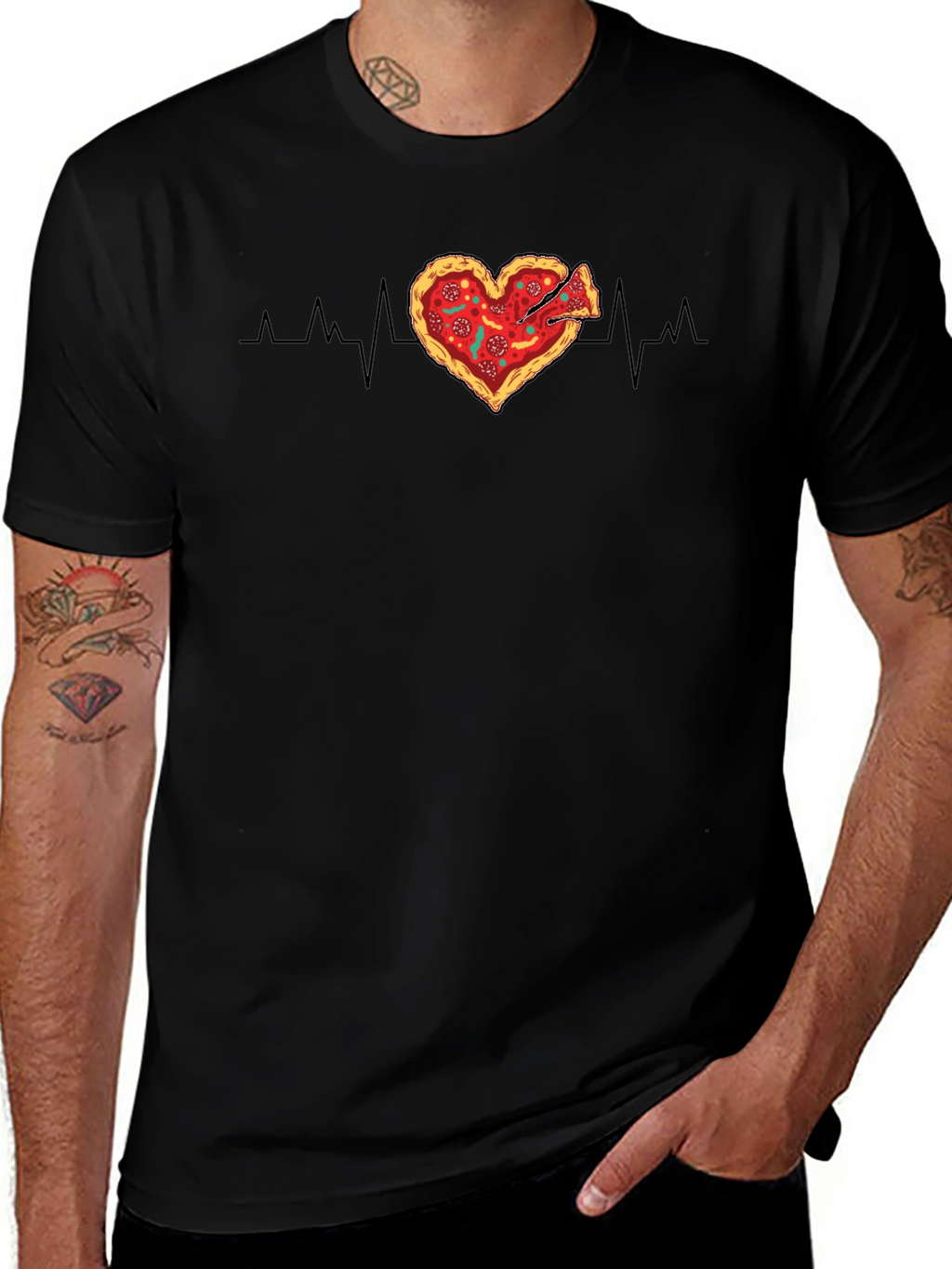 Pizza Heartbeat Graphic Tee - Food Lovers T-Shirt