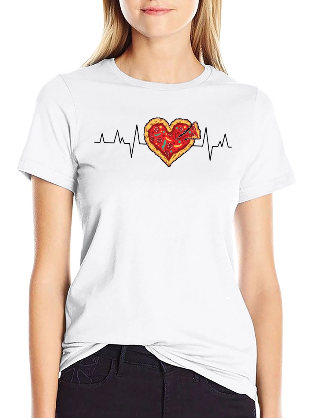 Pizza Heartbeat Graphic Tee - Food Lovers T-Shirt