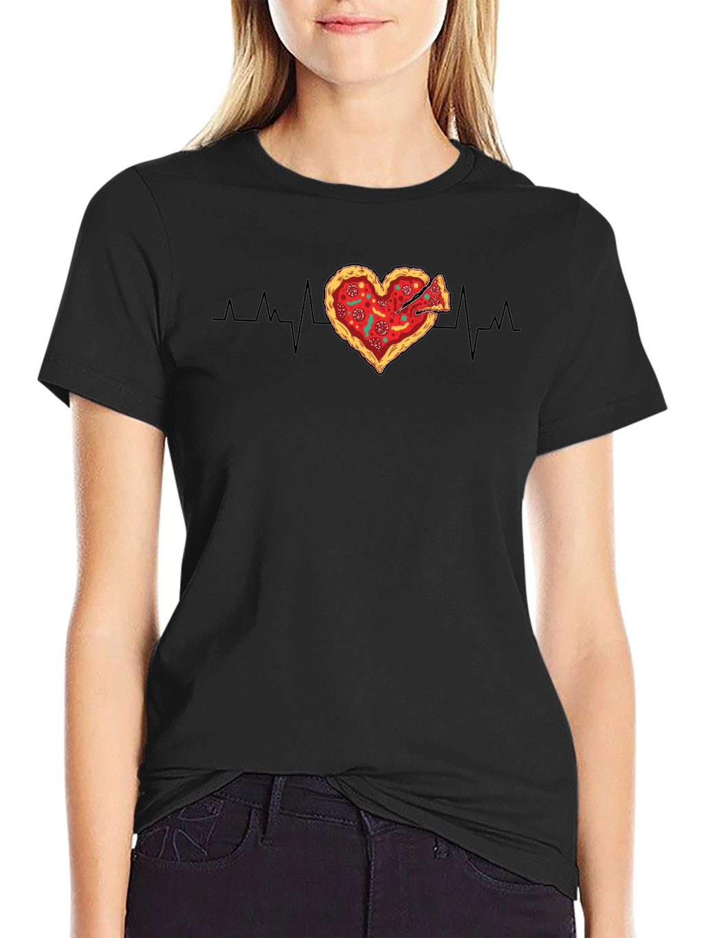 Pizza Heartbeat Graphic Tee - Food Lovers T-Shirt