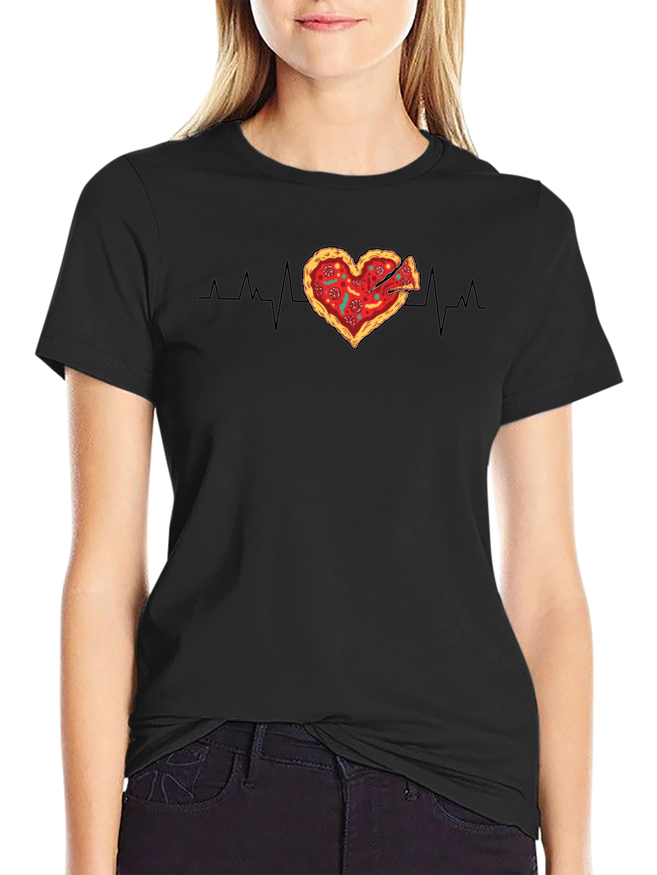 Pizza Heartbeat Graphic Tee - Food Lovers T-Shirt