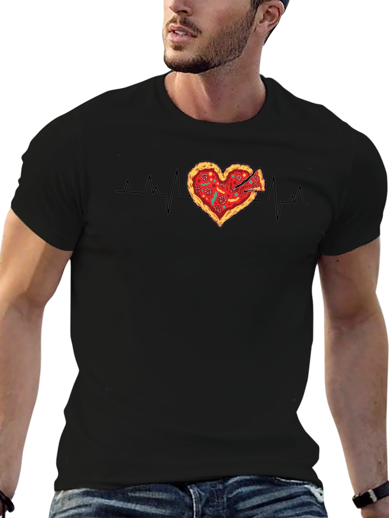 Pizza Heartbeat Graphic Tee - Food Lovers T-Shirt