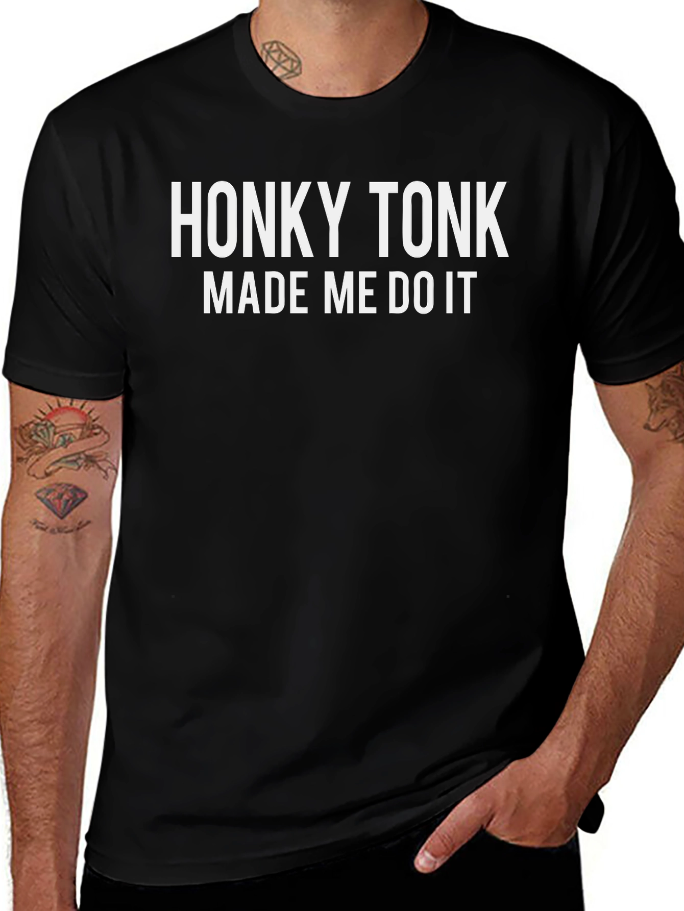 Honky Tonk Made Me Do It Black Graphic Tee