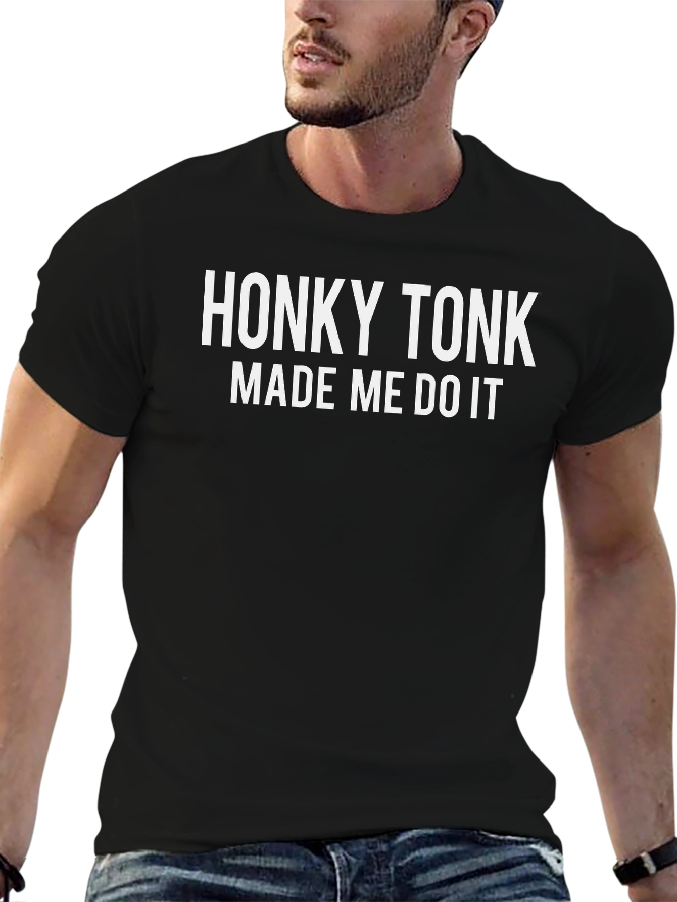 Honky Tonk Made Me Do It Black Graphic Tee