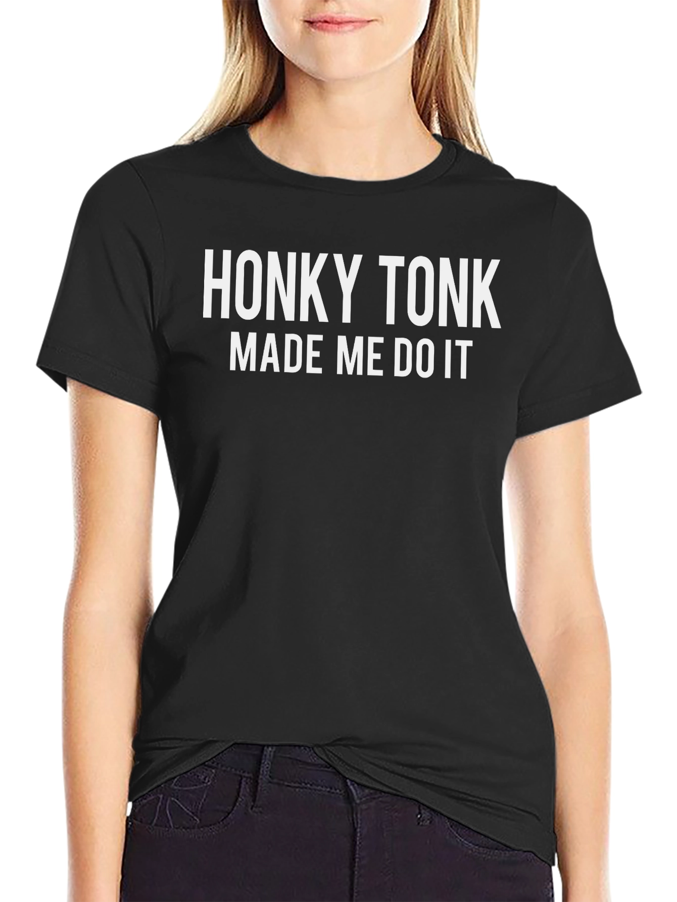 Honky Tonk Made Me Do It Black Graphic Tee