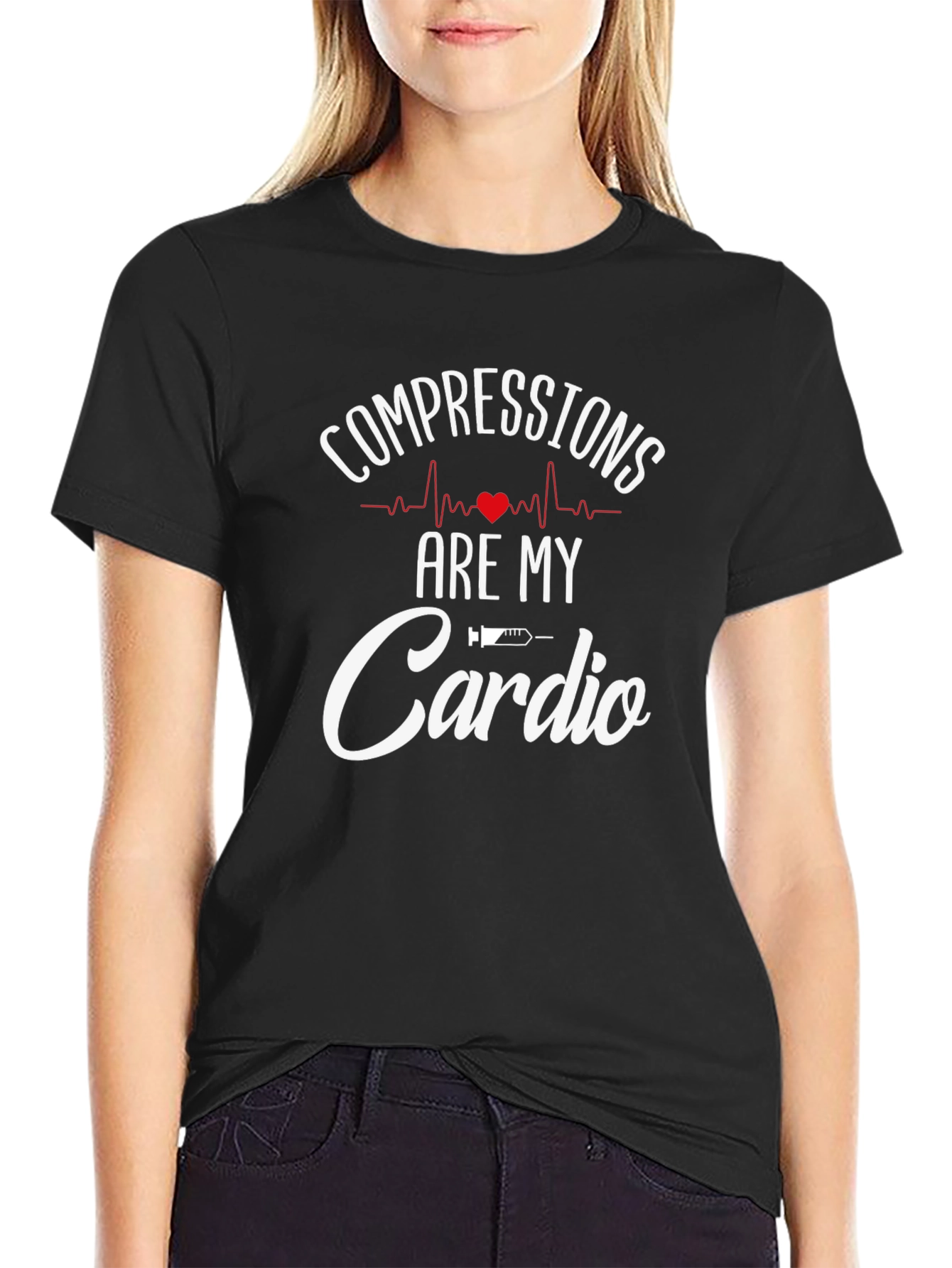 Compressions Are My Cardio Black T-Shirt
