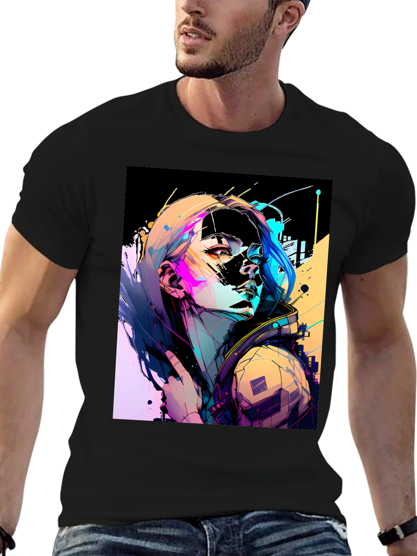 Cyberpunk Art Black T-Shirt