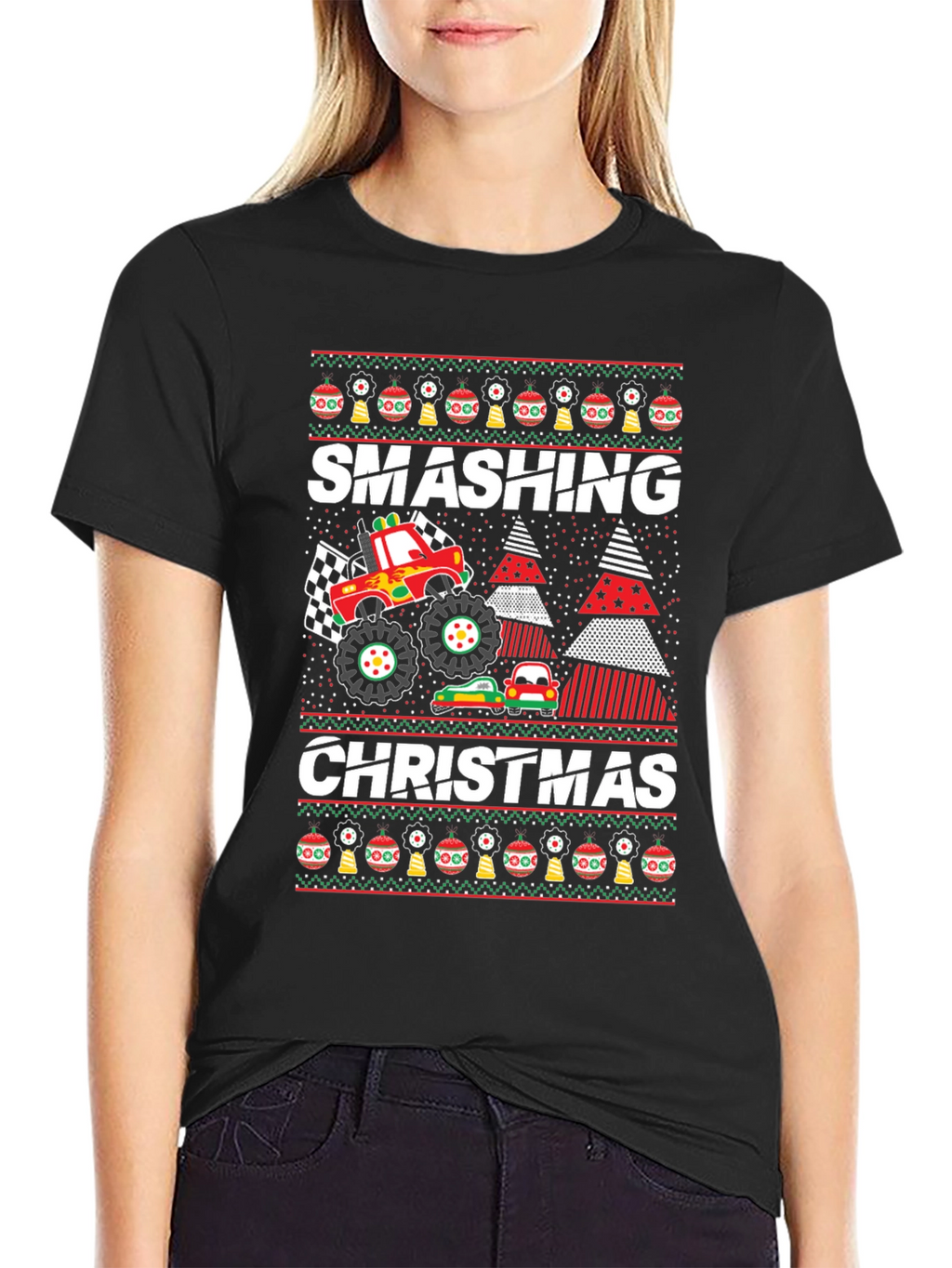 Smashing Christmas Monster Truck Graphic Tee