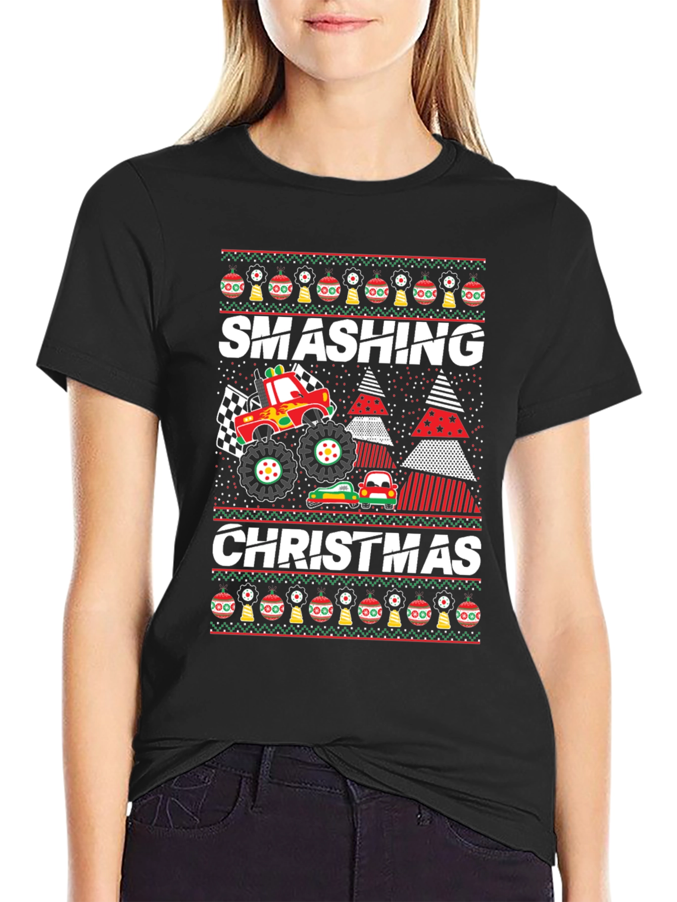 Smashing Christmas Monster Truck Graphic Tee