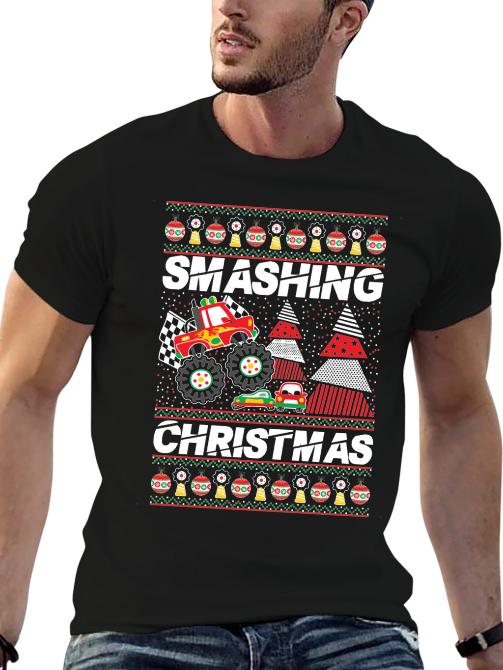 Smashing Christmas Monster Truck Graphic Tee