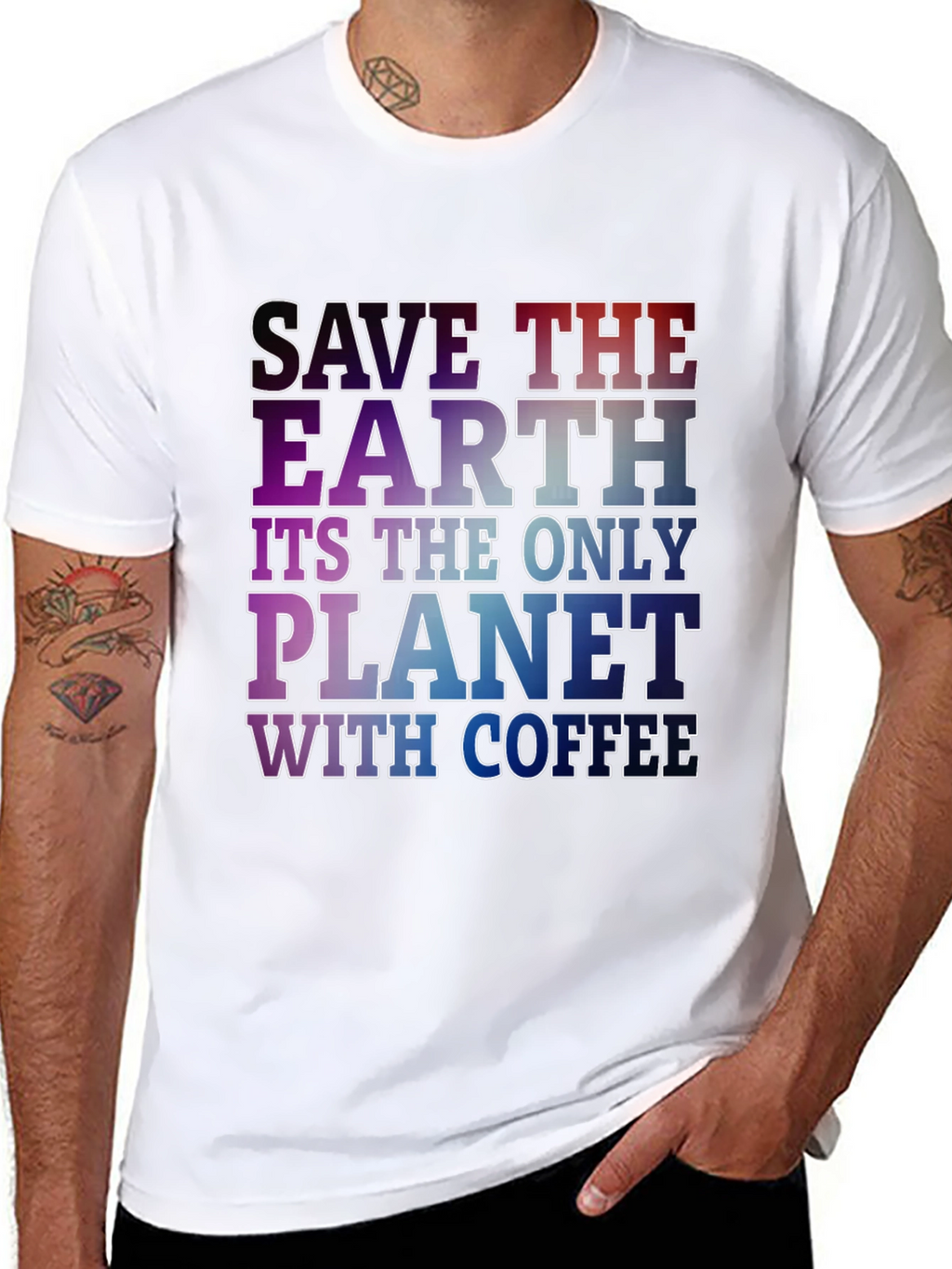 Save The Earth Coffee Planet Black T-Shirt