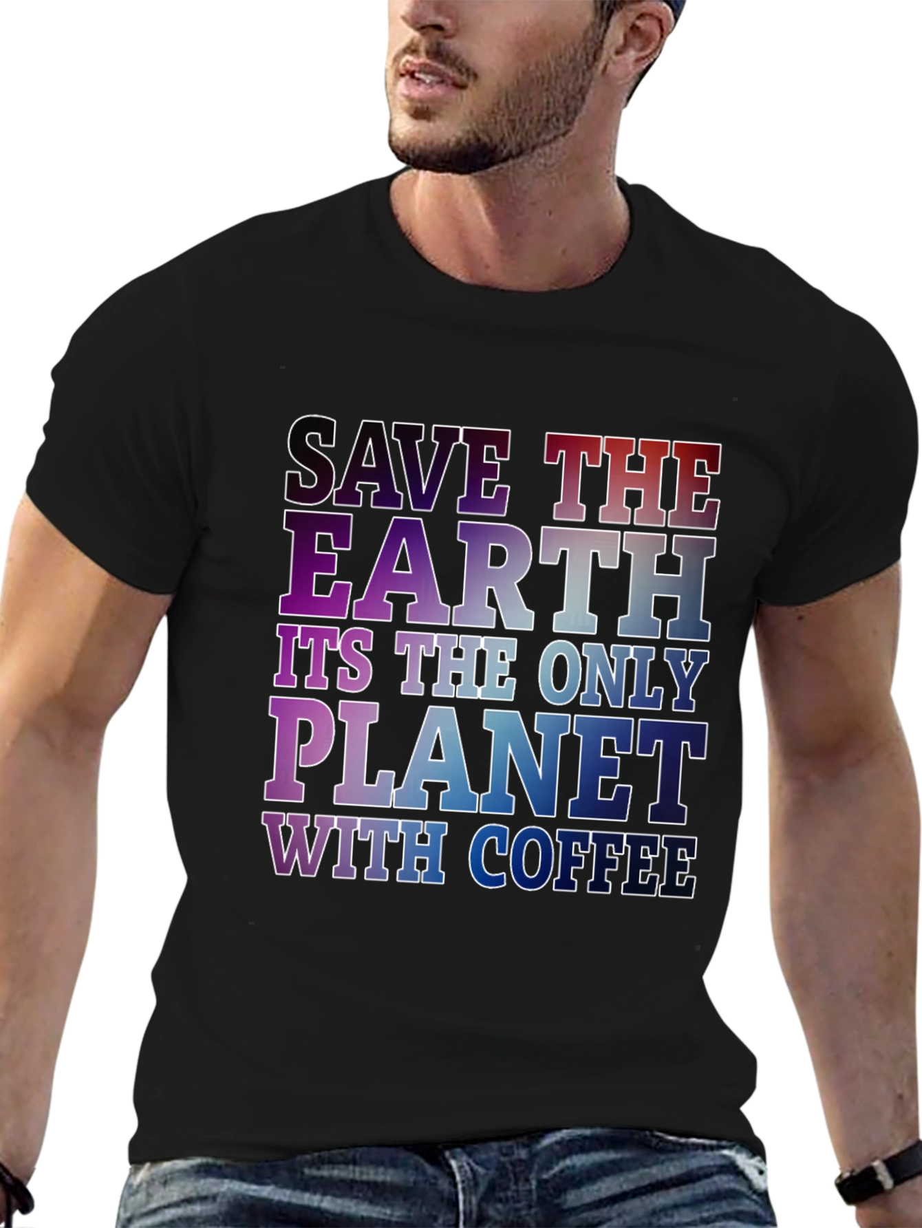 Save The Earth Coffee Planet Black T-Shirt