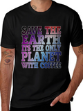 Save The Earth Coffee Planet Black T-Shirt