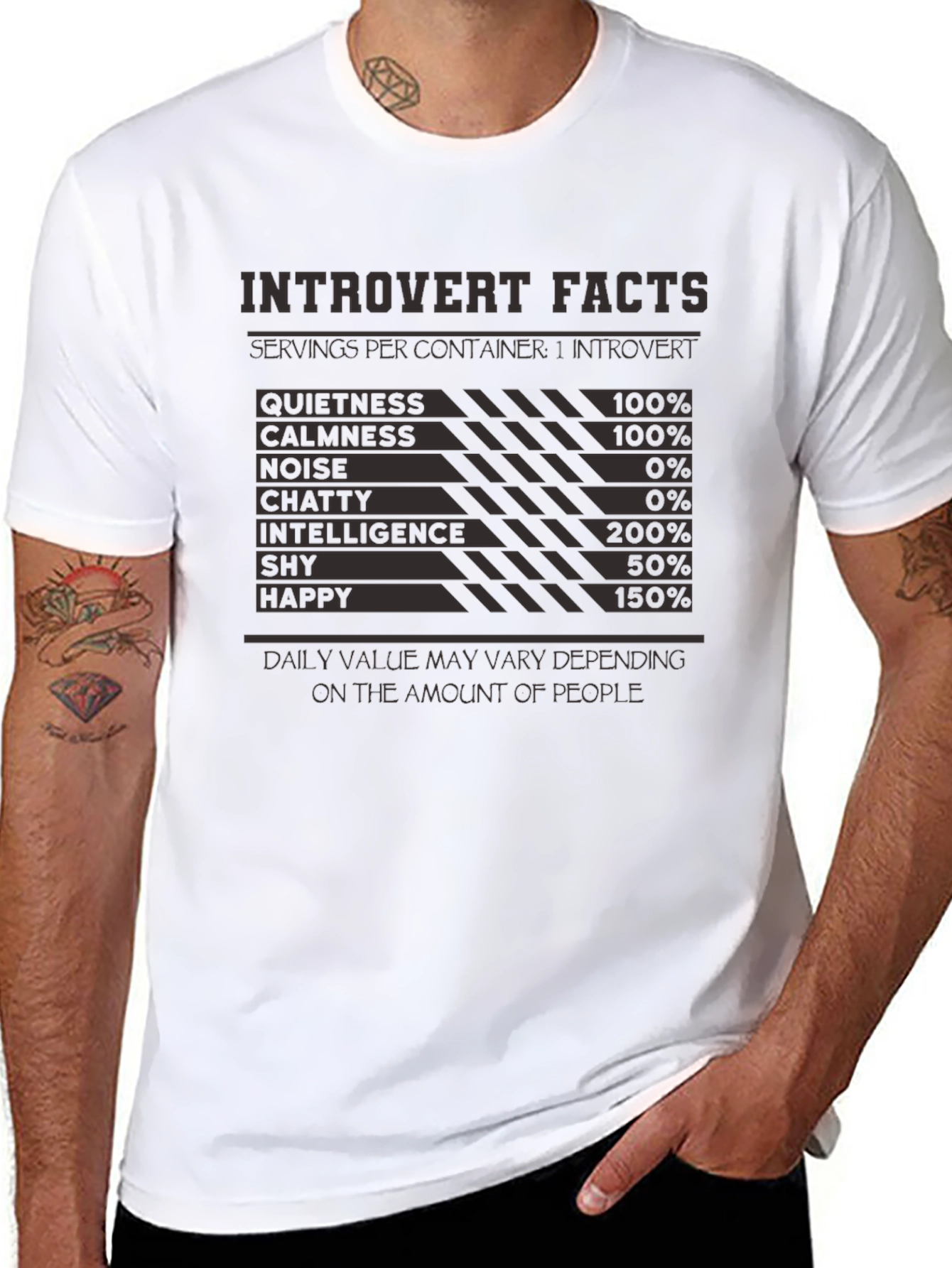 Introvert Facts T-Shirt: Funny Introvert Nutritional Label Tee