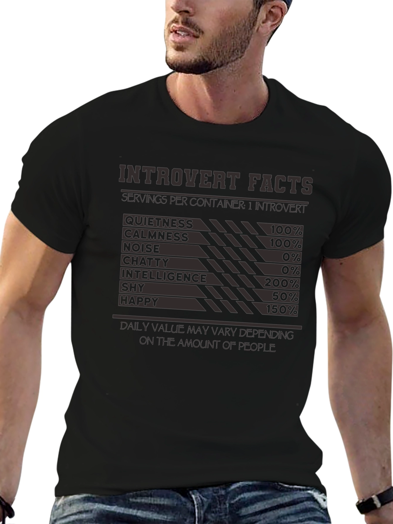 Introvert Facts T-Shirt: Funny Introvert Nutritional Label Tee