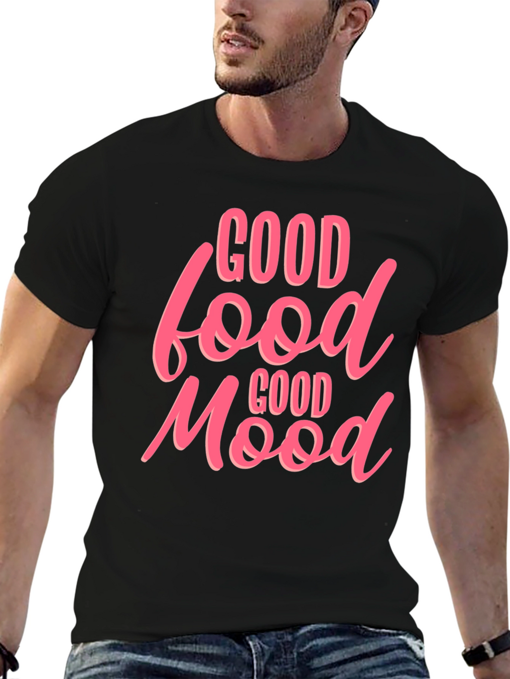 Good Food Good Mood Graphic Tee - Black