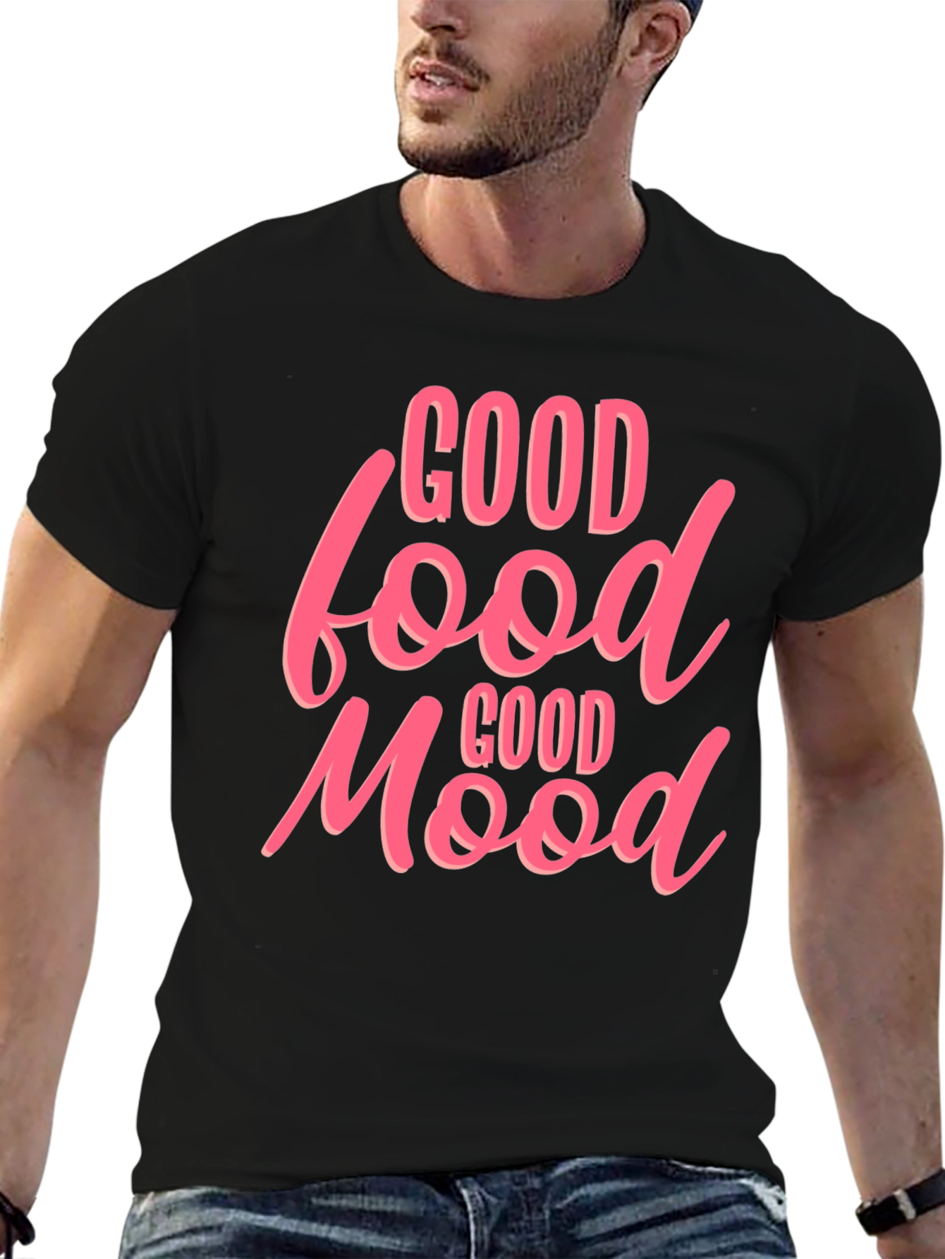 Good Food Good Mood Graphic Tee - Black
