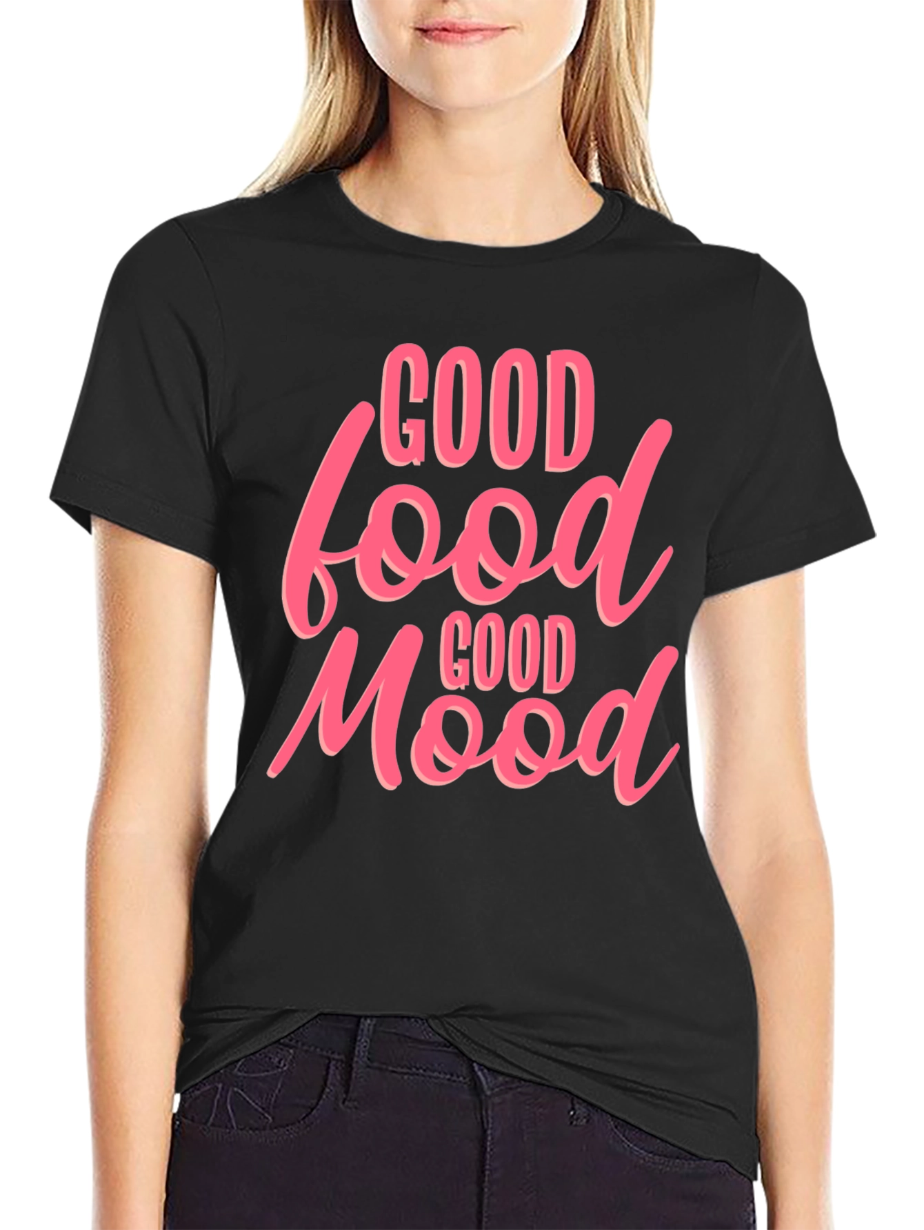 Good Food Good Mood Graphic Tee - Black