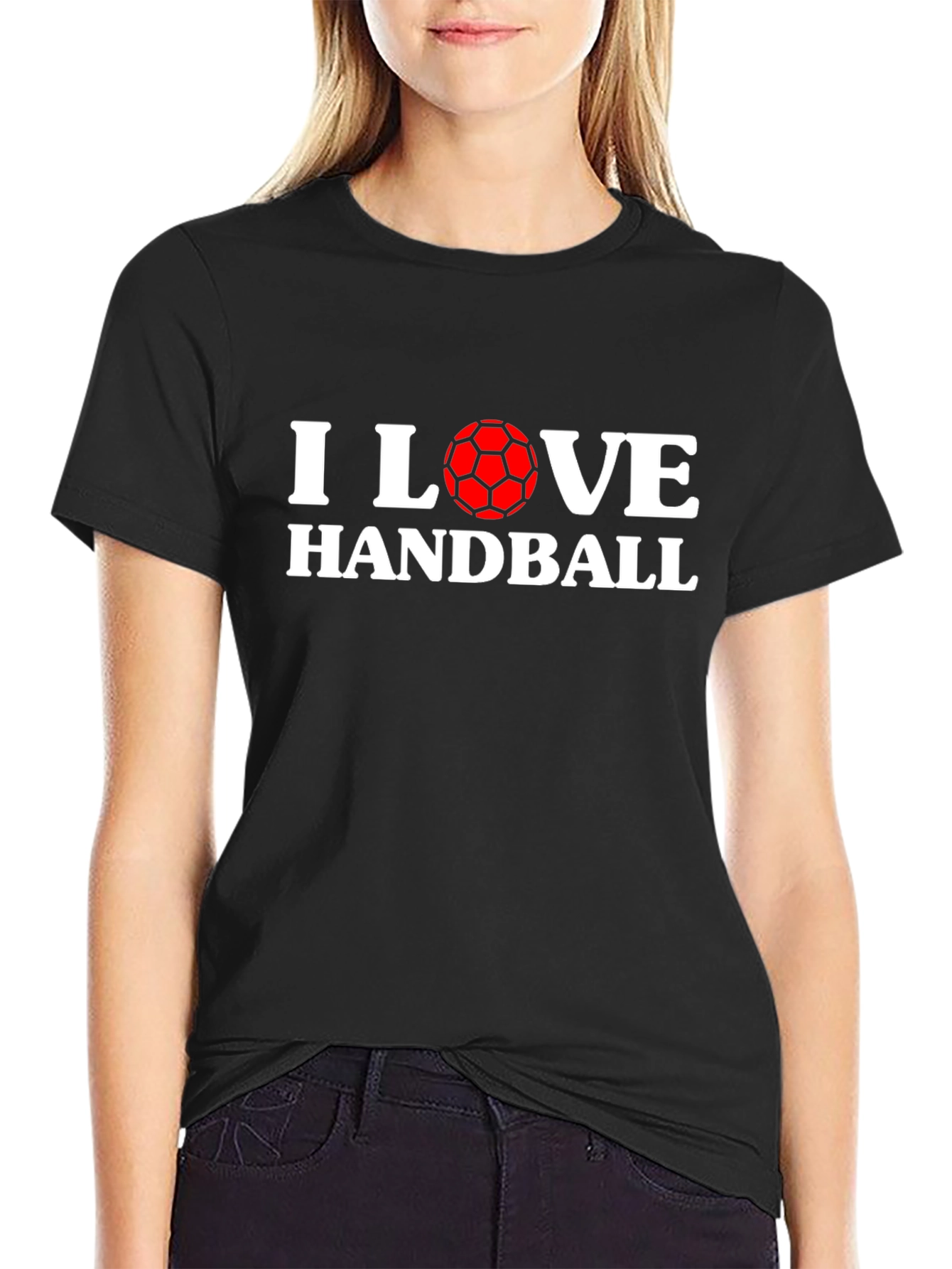 I Love Handball Graphic T-Shirt - Black Cotton Tee