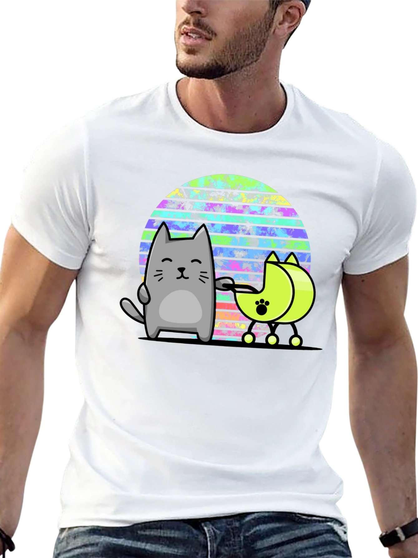 Retro Cat T-Shirt - 80s Style Graphic Tee