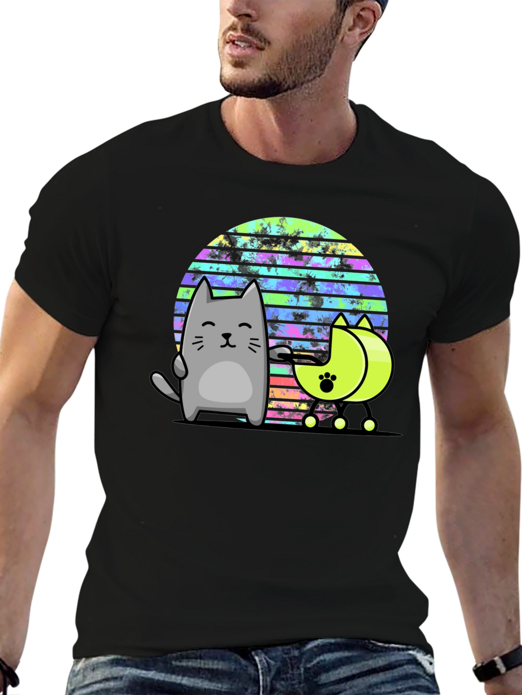 Retro Cat T-Shirt - 80s Style Graphic Tee