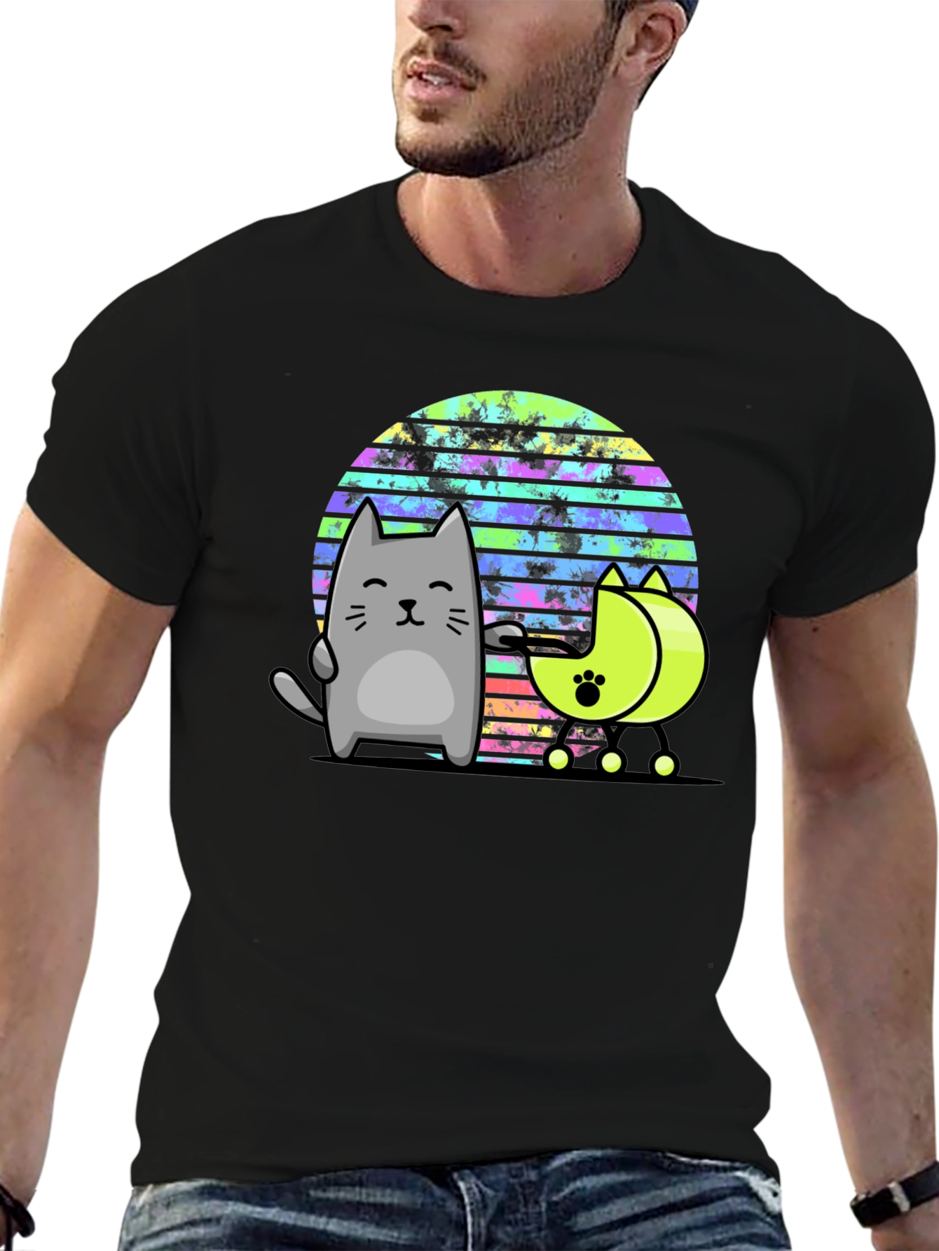 Retro Cat T-Shirt - 80s Style Graphic Tee