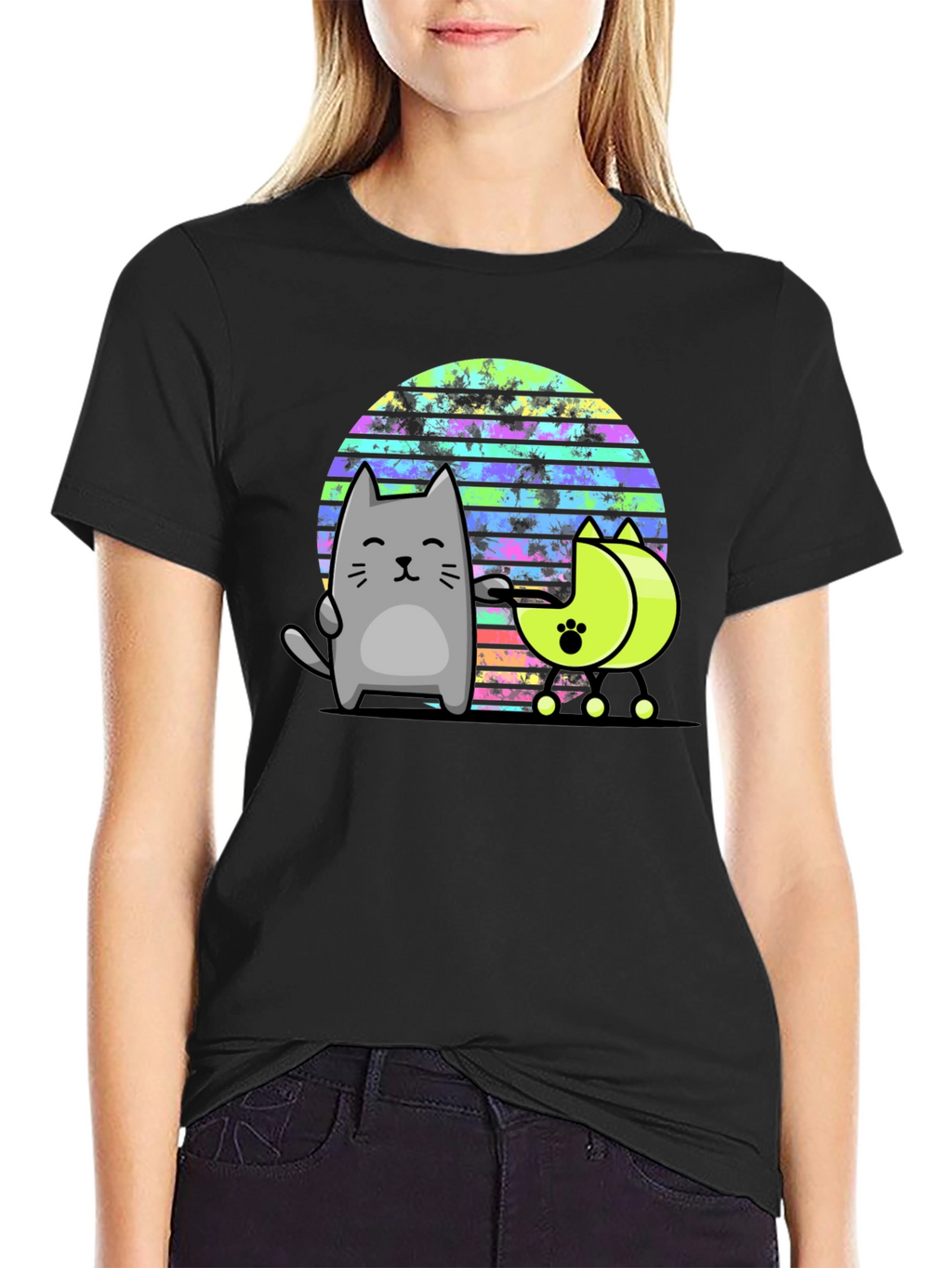 Retro Cat T-Shirt - 80s Style Graphic Tee