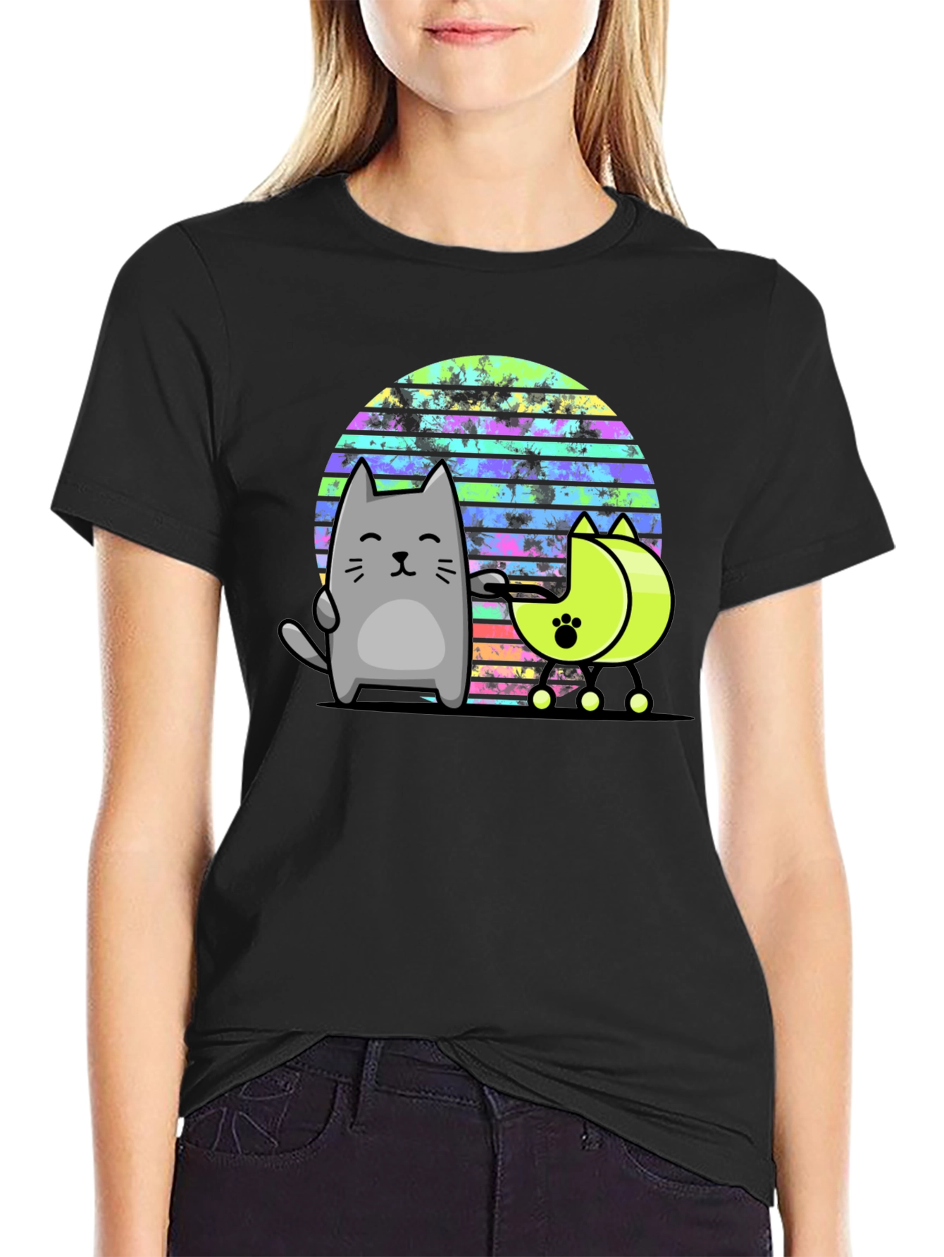 Retro Cat T-Shirt - 80s Style Graphic Tee