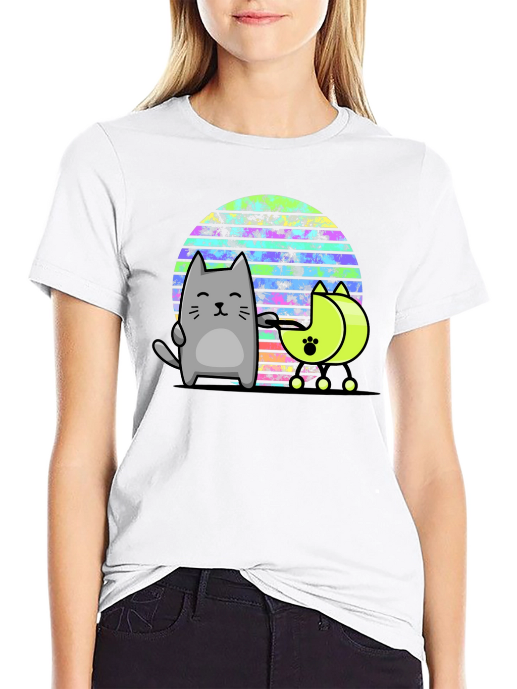 Retro Cat T-Shirt - 80s Style Graphic Tee
