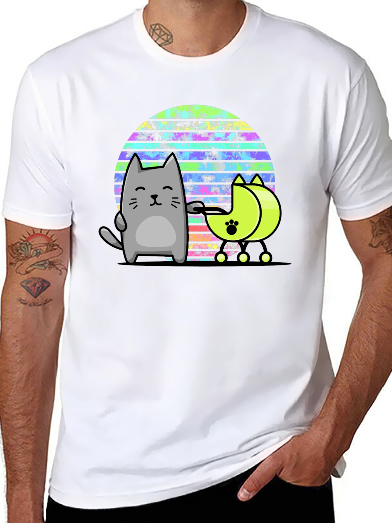 Retro Cat T-Shirt - 80s Style Graphic Tee