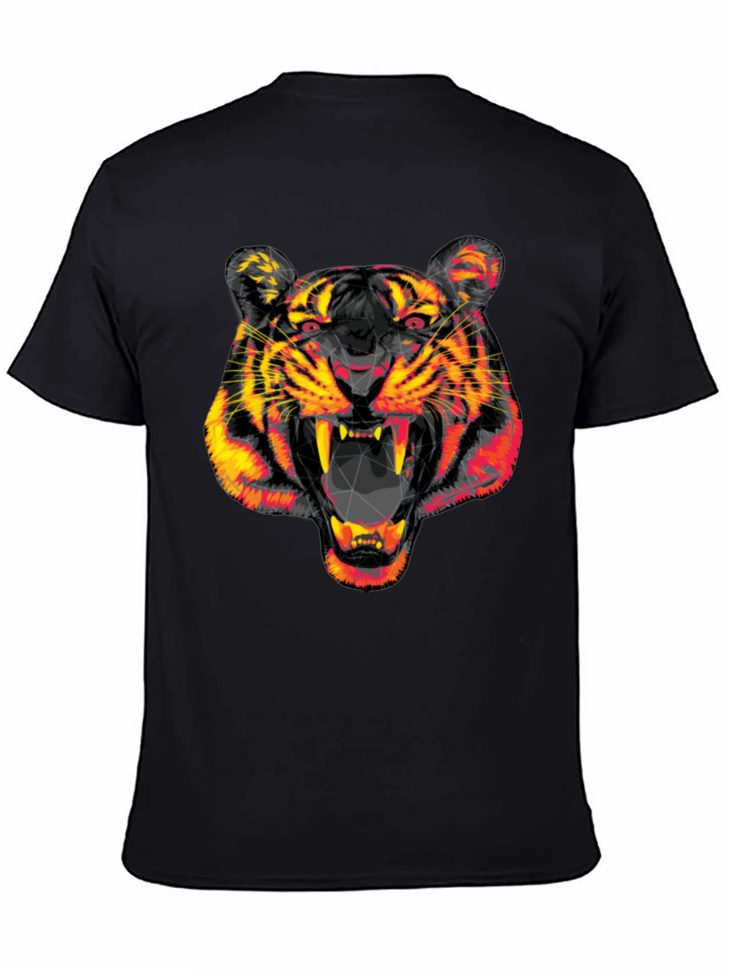 Geometric Tiger Head Black Graphic Tee