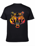 Geometric Tiger Head Black Graphic Tee