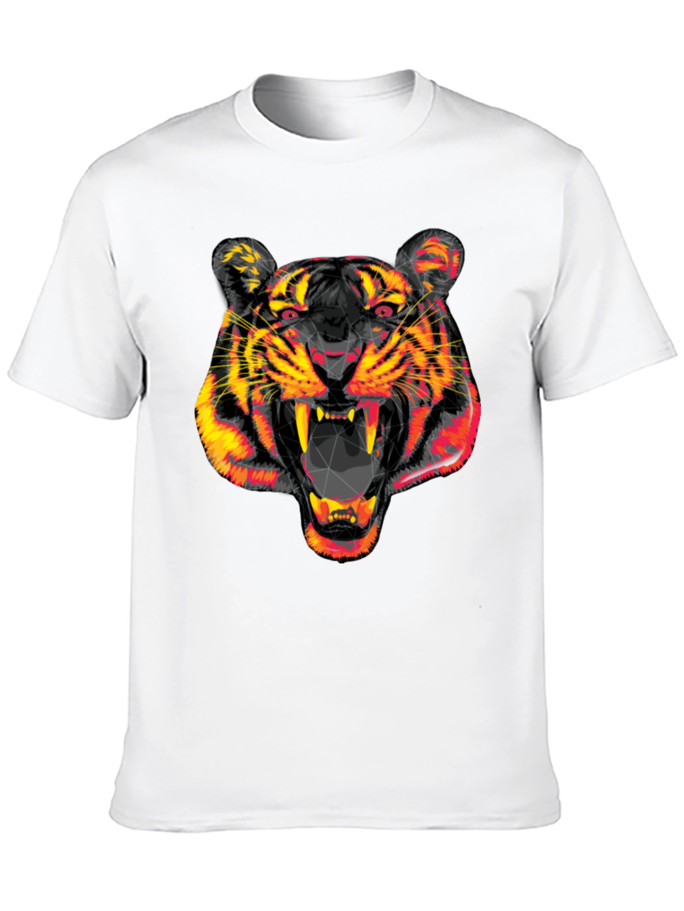 Geometric Tiger Head Black Graphic Tee
