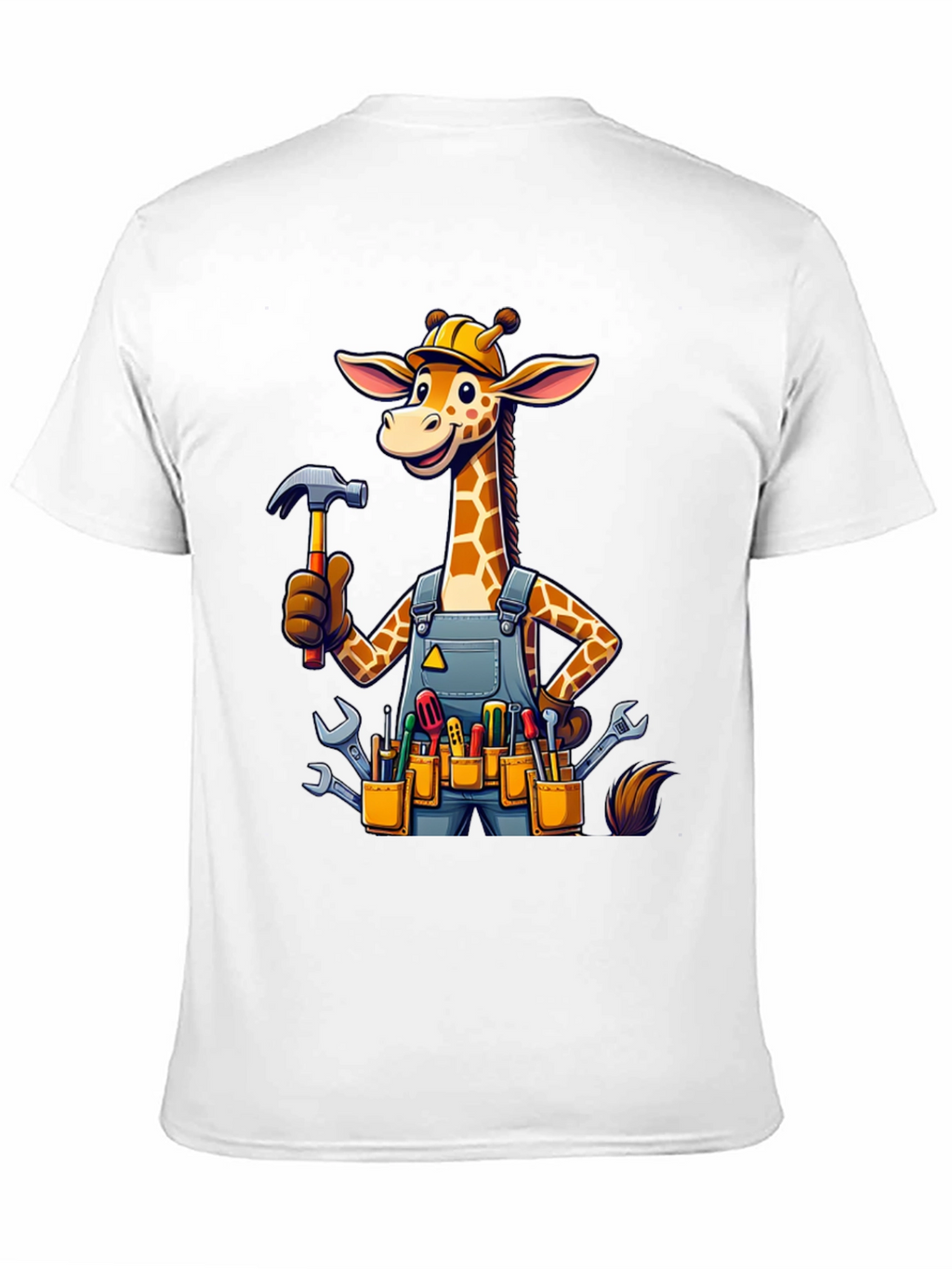 Giraffe Handyman Graphic Tee - Novelty Cartoon T-Shirt