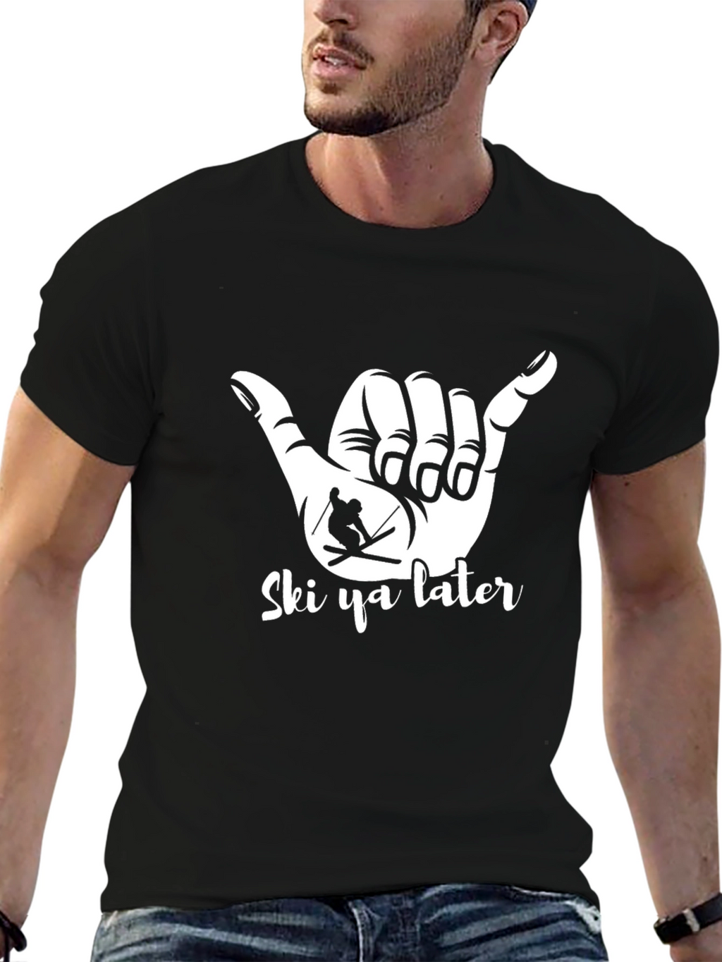 Ski Ya Later T-Shirt - Hang Loose Skier Tee
